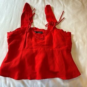 Zara top with tie details size small red